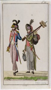 Soldats de la Révolution française portant des baïonnettes en 1793