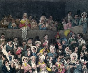 Spectateurs applaudissant au théâtre, gravé par Benard et Frey, 1837 - French School