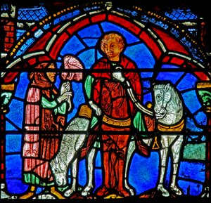 Vitrail de Saint Chéron : chasse au faucon ?