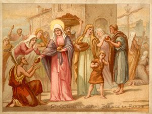 Sainte Geneviève sauvant Paris de la famine, 465 - French School