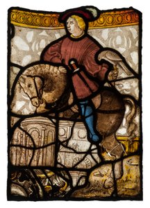 St Thibault de Provins, vers 1500-15 (verre clair, teinté, peint, coloré et plomb)