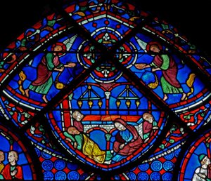 Saint Thomas - son tombeau avec des pèlerins malades et des anges