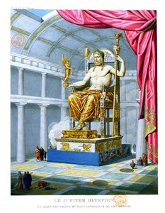 Statue de Zeus olympien sur son trône dans son temple à Olympie, 1814