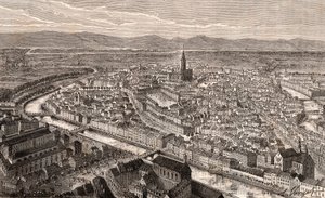 Strasbourg - Bas-Rhin, en Alsace - gravure dans 