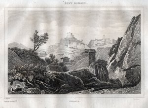 Subiaco Lazio dans la ville métropolitaine de Rome - Gravure de "L