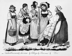 Femmes suisses en costume traditionnel