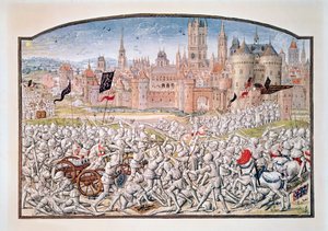 T.2 fol.287 Victoire des habitants de Gand dirigés par Philipp van Artevelde devant Bruges en 1381, de la Chronique de Froissart, 1472