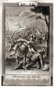 Télémaque tue Adraste - gravure de 1798 par Monnet dans "Les Aventures de Télémaque, fils d
