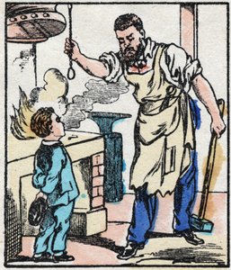 Le forgeron. Gravure dans "La chanson des métiers". Imagerie d