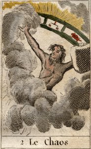 Le dieu du Chaos représenté avec un morceau de zodiaque. De "Mythologie de la jeunesse" par Pierre Blanchard 1803.