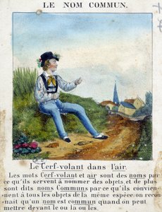Le nom commun (Enfant tenant un cerf-volant) - dans "Grammaire en images"