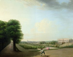 La construction de la place Louis XV depuis le jardin de l