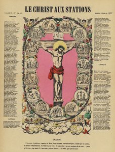 La crucifixion de Jésus et le chemin de croix (lithographie couleur)