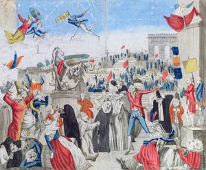 Les aristocrates désespérés regardant la Fête de la Fédération sur le Champ de Mars, 14 juillet 1790, vers 1790 - French School