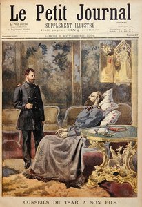 Le Tsar mourant Alexandre III donne des conseils à son fils le Tsarévitch Nicolas