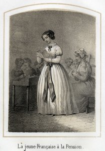 La petite Française lit à ses camarades. Gravure anonyme du XIXe siècle - French School