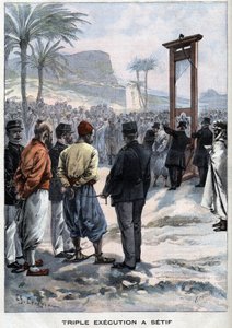 La guillotine française trois rebelles à Sétif en Algérie - dans "Le Petit Parisien"