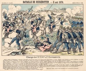 La charge héroïque de la cavalerie française pendant la bataille de Reichshoffen, 6 août 1870 - French School