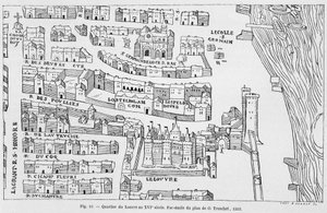 Le quartier du Louvre au 16e siècle, fac-similé du plan de Truschet - French School