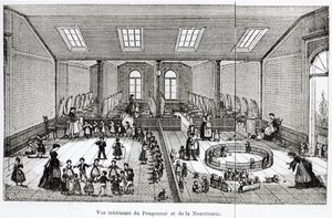 La crèche dans le Familistère de Guise, de Solutions Sociales par Jean-Baptiste André Godin (1817-88), Paris, 1871 - French School