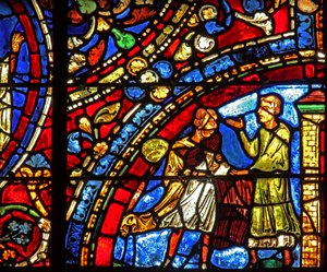 Fenêtre du Fils Prodigue : un serviteur apporte des vêtements