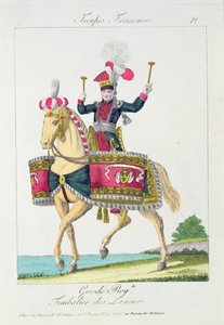La Garde Royale : un timbalier des lanciers, planche des Troupes Françaises