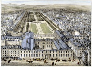 Le Palais Royal en 1679, vu de la rue Saint-Honoré - lithographie - French School
