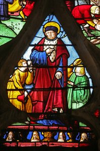 La fenêtre de Saint Louis : Saint Louis accomplissant de bonnes actions