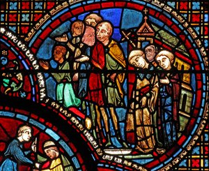 Saint Lubin : une procession quitte une église - French School