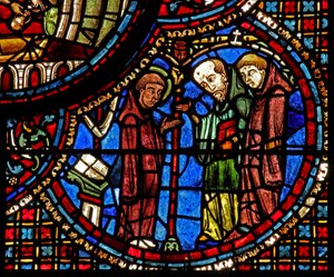 Saint Lubin : ses méditations sont interrompues par deux moines