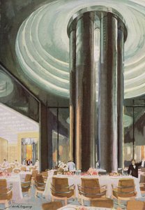 Salle à manger de la classe Touriste à bord du Normandie