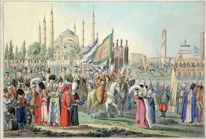 Le sultan turc passant en revue ses janissaires