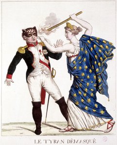 Le tyran démasqué - dans "Napoléon 1er, caricatures, collection factice", c. 1814.