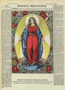 La Vierge Marie et la Médaille Miraculeuse (lithographie couleur)