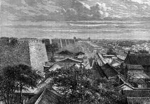 Les murs de Pékin, Chine. Gravure dans « Le Journal de la jeunesse » - French School