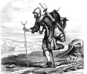 La Guerre (Symbole) lansquenet - Gravure par J.M. Metelli 1867