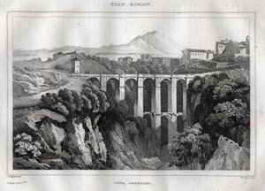 Le pont à double arcades - CIVITA CASTELLANA - Province de Viterbo - Italie - Gravure de « L