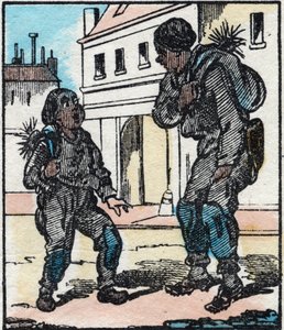 Le ramoneur. Gravure dans "La chanson des métiers". Imagerie d