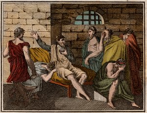 La mort de Socrate, philosophe grec (470?-399 av. J.-C.)