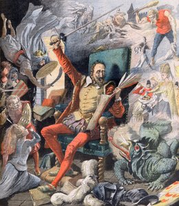 Le rêve de Don Quichotte (Miguel De Cervantes) - Illustration pour Le petit Journal, 21 mai 1905. - French School