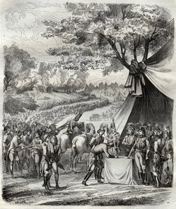 La fin de la guerre de Vendée - Hoche signe un traité avec les Bretons - Révolution française - La pacification de la Vendée - Accords de la Mabilais, 20 avril 1795 - signés entre le général Hoche et les chefs chouans - Signature du traité de la Mabilais