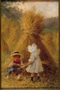 La meule de foin Deux enfants dans les champs