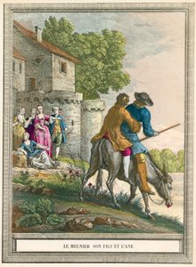 Le meunier et son fils sur un âne