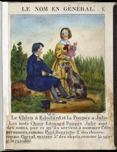 Le nom en général (un garçon avec un chien et une fille avec une poupée) - dans « La grammaire en images »