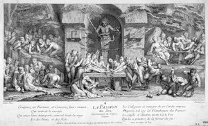 La passion du jeu exprimée par des satyres joueurs - French School