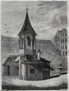 Le pilori des halles au 18ème siècle, construit sur l