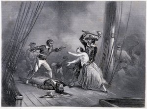 Le pirate Morgan enlève la belle Espagnole - dans « Histoire générale de la marine » par les frères E et V Penaud - French School