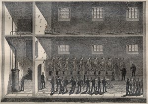 Les douches dans les prisons: les bains par aspersion à Fontevraud - Gravure dans « La Science française » - French School