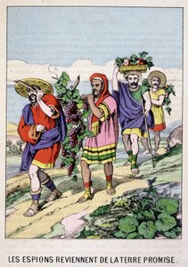 Les espions reviennent de la terre promise - dans « La Vie de Moïse », éd. Olivier Pinot, Épinal, fin du 19e siècle - French School