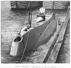 Le sous-marin Holland, illustration de Le Monde Illustré, janvier 1899